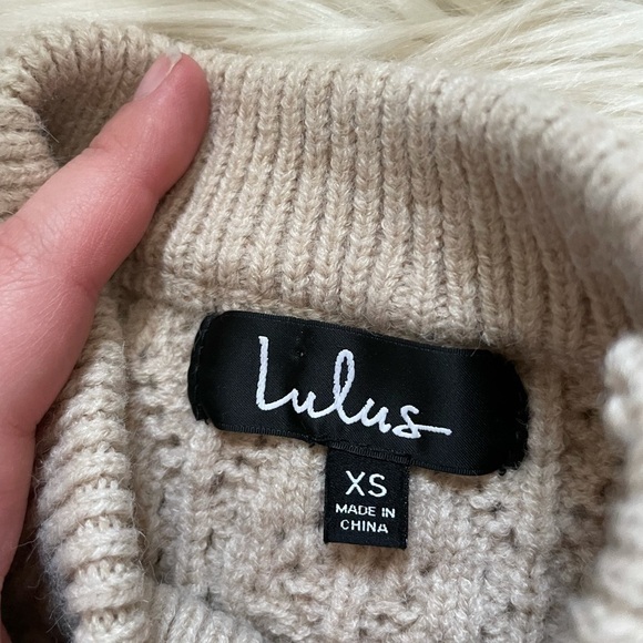 LULU’S Cup Of Cozy Beige Pointelle Knit Long Sleeve Sweater - Picture 4 of 4